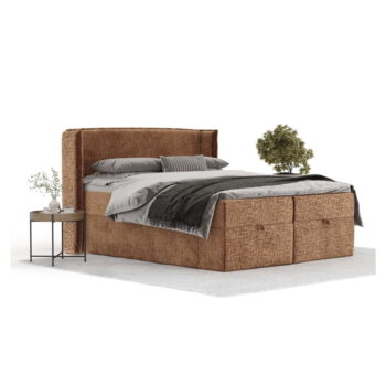 Oranžová boxspring posteľ s úložným priestorom 200x200 cm Passion – Maison de Rêve - Image 11