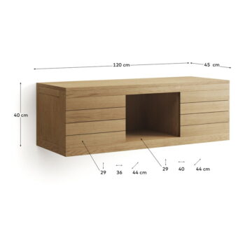 Nízka závesná skrinka pod umývadlo z teakového dreva v prírodnej farbe 120x40 cm Yenit – Kave Home - Image 6