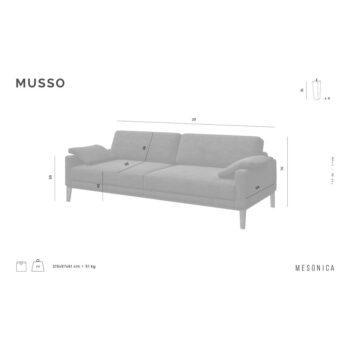 Béžová pohovka z imitácie kože MESONICA Musso Tufted, 210 cm - Image 7