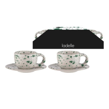 Bielo-zelené šálky na espresso z kameniny v súprave 2 ks 100 ml Carnival – Ladelle - Image 3
