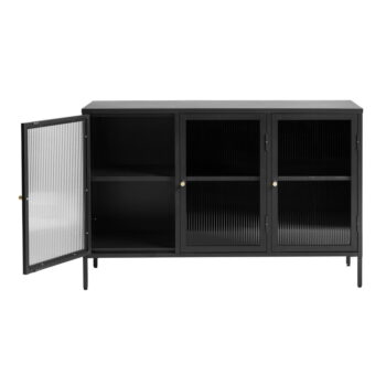 Čierna kovová vitrína 132x85 cm Bronco - Unique Furniture - Image 4