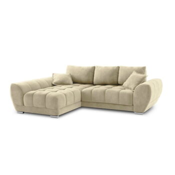 Béžová rozkladacia rohová pohovka so zamatovým poťahom Windsor & Co Sofas Nuage, ľavý roh - Image 2