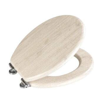 Svetlé WC sedadlo s jednoduchým zatváraním Wenko Oak, 43 × 37 cm - Image 2