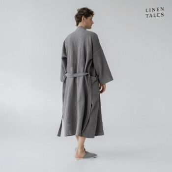 Tmavosivý župan veľkosť L/XL Honeycomb - Linen Tales - Image 3