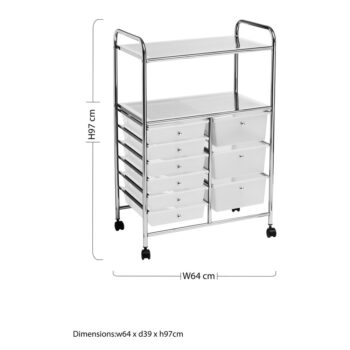 Plastový pojazdný regál v bielo-striebornej farbe 64x97 cm – Premier Housewares - Image 3