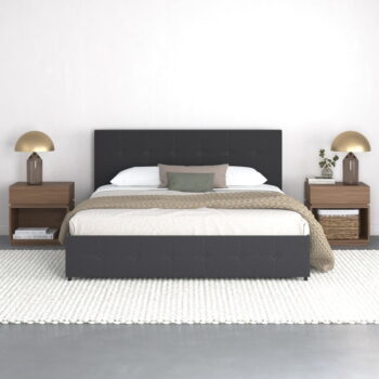 Tmavosivá čalúnená dvojlôžková posteľ s úložným priestorom 180x200 cm Rose – Støraa – Obrázok 5