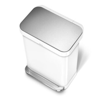 Biely nášľapný oceľový odpadkový kôš 55 l – simplehuman - Image 2