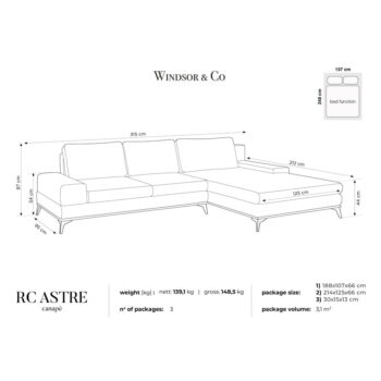 Sivá rozkladacia rohová pohovka Windsor & Co Sofas Planet, pravý roh - Image 7