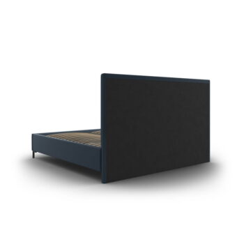 Tmavomodrá čalúnená dvojlôžková posteľ s úložným priestorom s roštom 180x200 cm Casey – Mazzini Beds - Image 5