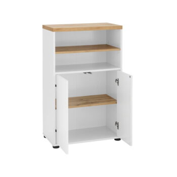 Biela vysoká kúpeľňová skrinka v dekore duba 60x102 cm Thessa – Støraa - Image 3