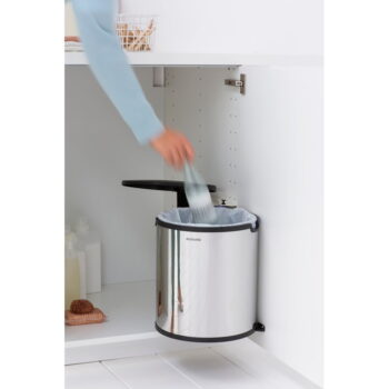 Vstavaný oceľový odpadkový kôš v lesklej striebornej farbe 15 l – Brabantia - Image 3