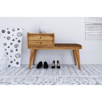 Lavica so zásuvkami z dubového dreva s oranžovým sedákom Retro - The Beds – Obrázok 3