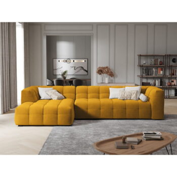 Žltá zamatová rohová pohovka Windsor & Co Sofas Vesta, levý roh - Image 5