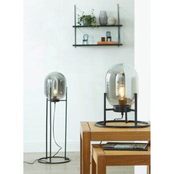 Čierna stojacia lampa so skleneným tienidlom (výška  97 cm) Regi – Fischer & Honsel - Image 3