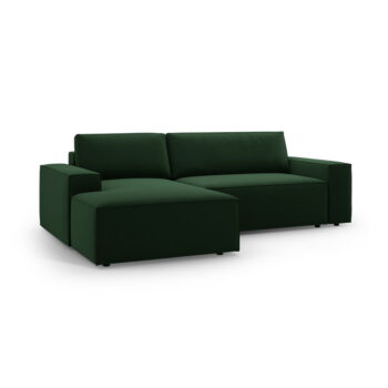 Tmavozelená rozkladacia rohová pohovka z textílie bouclé (ľavý roh) Jodie – Micadoni Home - Image 4