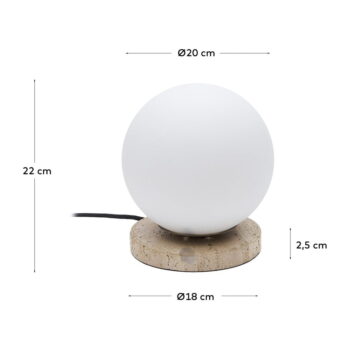 Biela stolová lampa so skleneným tienidlom (výška 22 cm) Malachi – Kave Home – Obrázok 7