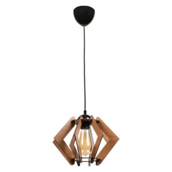 Čierne stropné svietidlo s dreveným tienidlom – Squid Lighting - Image 3