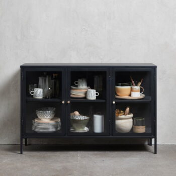 Čierna kovová vitrína 132x85 cm Carmel – Unique Furniture - Image 4