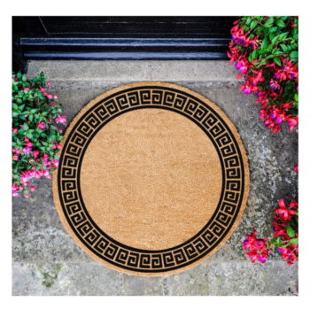 Čierna okrúhla rohožka z prírodného kokosového vlákna Artsy Doormats Greek Border, ⌀ 70 cm - Image 2