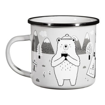 Biely detský hrnček zo smaltu Bear Adventure - Sass & Belle - Image 3