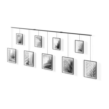 Čierne kovové rámčeky na stenu v súprave 9 ks 223x77,5 cm Exhibit – Umbra - Image 9