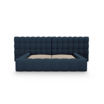 Tmavomodrá čalúnená dvojlôžková posteľ s úložným priestorom a roštom 160x200 cm Mamaia – Micadoni Home – Obrázok 4
