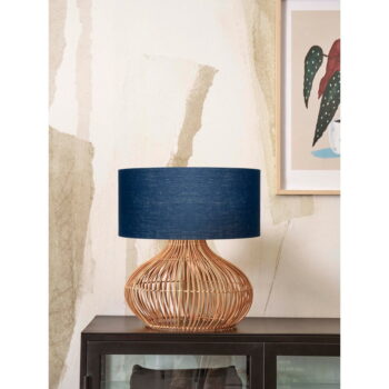 Stolová lampa s textilným tienidlom v tmavo modro-prírodnej farbe (výška 60 cm) Kalahari – Good&Mojo - Image 2
