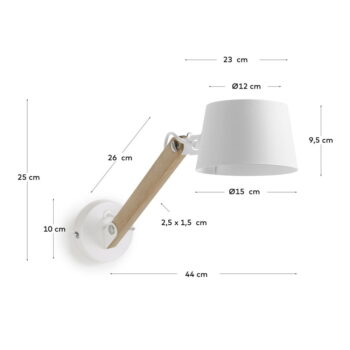 Nástenné svietidlo v bielo-prírodnej farbe ø 15 cm Muse – Kave Home - Image 3