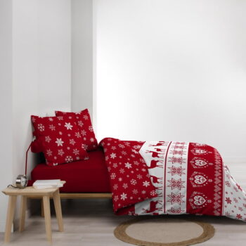 Červené obliečky na dvojlôžko/predĺžené z mikroflanelu 240x220 cm Floconette – douceur d'intérieur - Image 5
