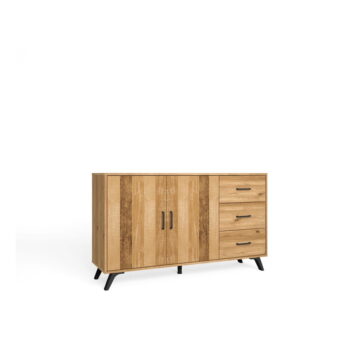Nízka komoda v dekore duba v prírodnej farbe 136x81 cm Nordic – Marckeric - Image 2