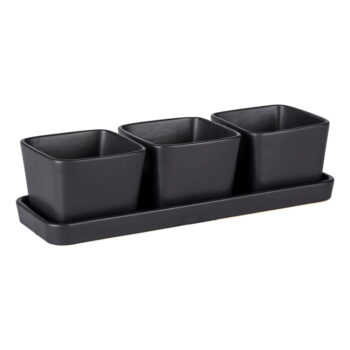 Matne čierne keramické servírovacie misy v súprave 3 ks Snack & Dip – Wenko - Image 2