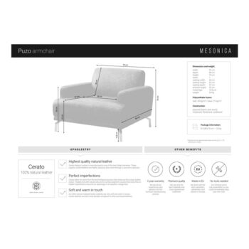 Čierne kožené kreslo MESONICA Puzo – Obrázok 4