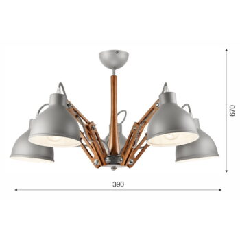 Sivo-hnedé stropné svietidlo s kovovým tienidlom ø 15 cm Marcello – LAMKUR – Obrázok 7