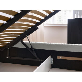 Sivá čalúnená dvojlôžková posteľ s úložným priestorom s roštom 160x200 cm Blair – Bobochic Paris – Obrázok 7