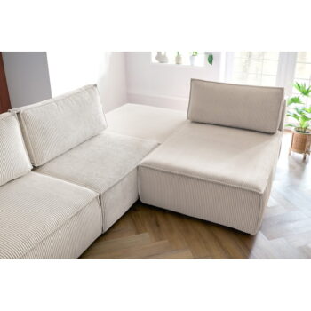 Krémovobiela menčestrová rohová pohovka (variabilná) Nihad modular – Bobochic Paris - Image 10