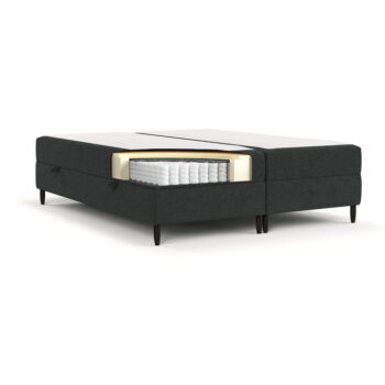 Tmavosivá boxspring posteľ s úložným priestorom 140x200 cm Malte – Maison de Rêve - Image 2