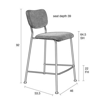 Sivé barové stoličky v súprave 2 ks 92 cm Benson – Zuiver – Obrázok 4