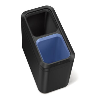 Matne čierny oceľový odpadkový kôš na triedený odpad 20 l – simplehuman - Image 4