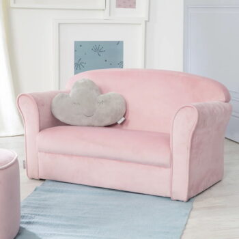 Svetloružová zamatová detská pohovka 78 cm Lil Sofa – Roba – Obrázok 3
