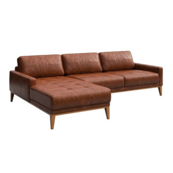 Červenohnedá kožená rohová pohovka MESONICA Musso Tufted, ľavý roh - Image 2