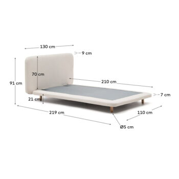 Béžová čalúnená jednolôžková posteľ 90x200 cm Odum – Kave Home - Image 6
