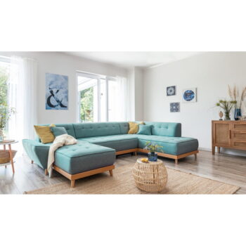 Tyrkysovomodrá rozkladacia rohová pohovka (pravý roh/do tvaru "U") Dazzling Daisy – Miuform – Obrázok 4