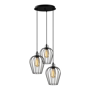Čierne závesné svietidlo pre 3 žiarovky Opviq lights Tel - Image 2