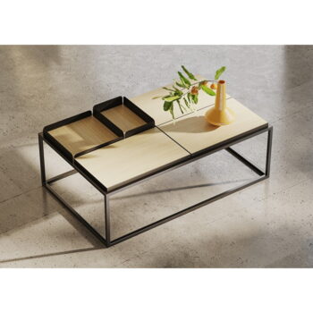 Konferenčný stolík s doskou v dekore duba v čierno-prírodnej farbe 75x120 cm Douro – TemaHome - Image 5