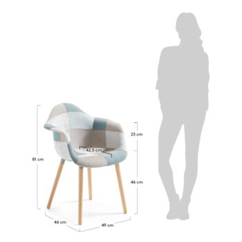 Modré vzorované kreslo Kave Home Kenna – Obrázok 7