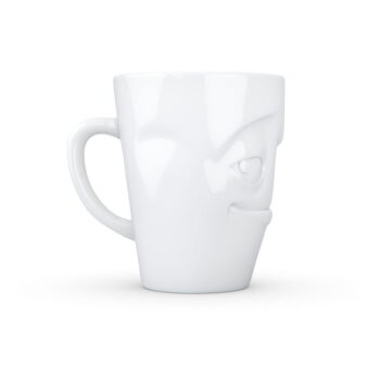 Biely šibalský porcelánový hrnček s uškom 58products - Image 5