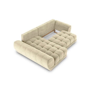 Béžová rozkladacia rohová pohovka so zamatovým poťahom Windsor & Co Sofas Nuage, ľavý roh - Image 4