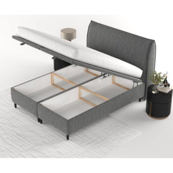 Sivá čalúnená dvojlôžková posteľ s úložným priestorom 200x200 cm Pearl – Maison de Rêve – Obrázok 6