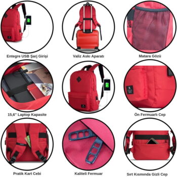 Fialový batoh s USB portom My Valice SPECTA Smart Bag - Image 4