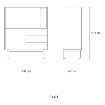 Tmavosivá vysoká komoda 100x120 cm Corvo - Teulat - Image 10